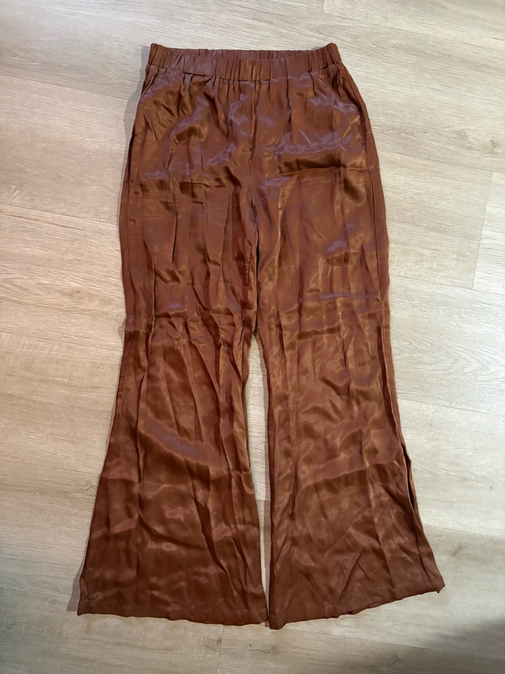 Women’s Satin Wide-Leg Pants - Brown